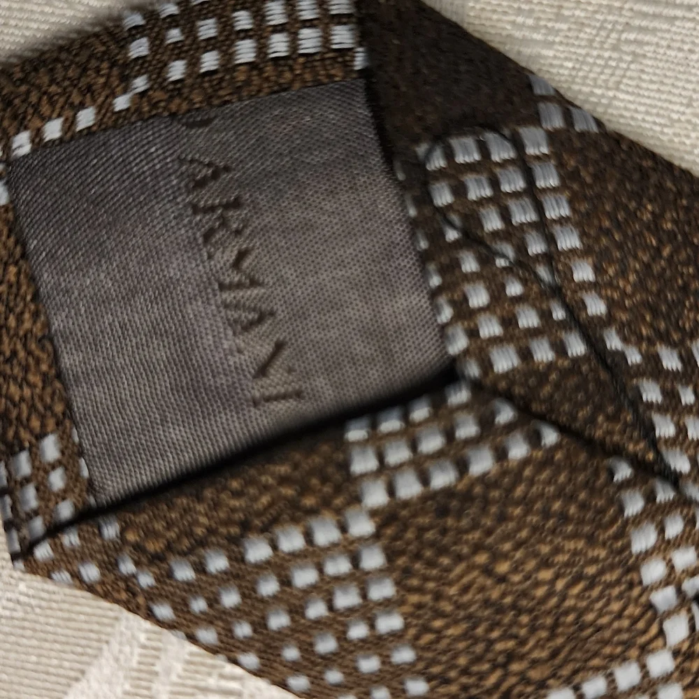 GIORGIO ARMANI Vintage Brown Geometric Silk Tie NWT Made in Italy